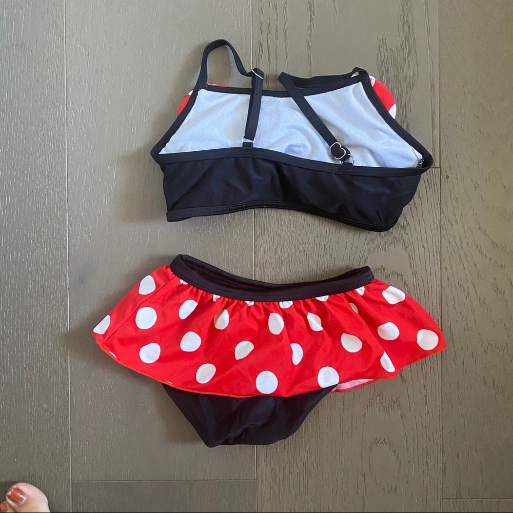 Two-Piece Black Swimsuit Red Polka Dot Bow - Picture 4 of 9